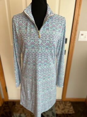 Women’s Cabana Life pull over 1/2 zip long sleeve tunic sport dress. Size small
